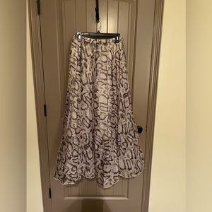 Snake Printed Asymmetric Chiffon Maxi Skirt